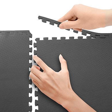 Grey, Interlocking Foam Gym Mat- Protective Flooring For Gym Equipment Puzzle Exercise