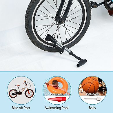 Silver, Bicycle Tire Inflator With Ball Air Pump, Mount Frame For Mountain And Road Bike