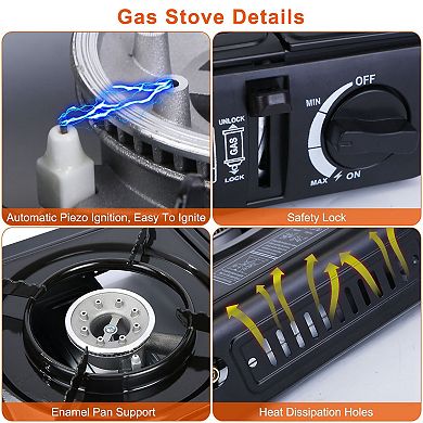 Black, 3300w Portable Dual Fuel Camping Stove