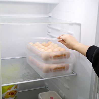 Stackable Refrigerator Plastic Egg Holder Box Set Of 2