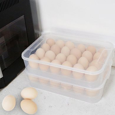 Stackable Refrigerator Plastic Egg Holder Box Set Of 2
