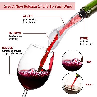 Wine Aerator Pourer Decanter Spout With Attachable In-bottle Drip Stopper
