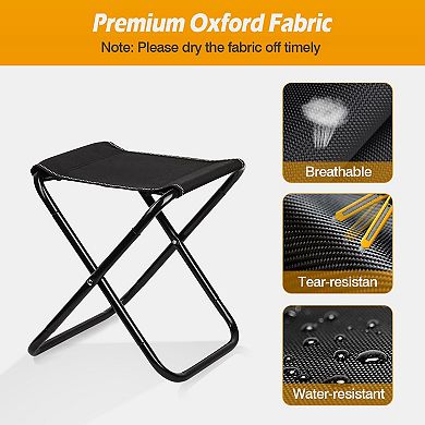 Black, 275.6lbs Foldable Camping Stool With Carry Bag