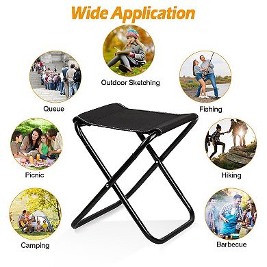 Black, 275.6lbs Foldable Camping Stool With Carry Bag