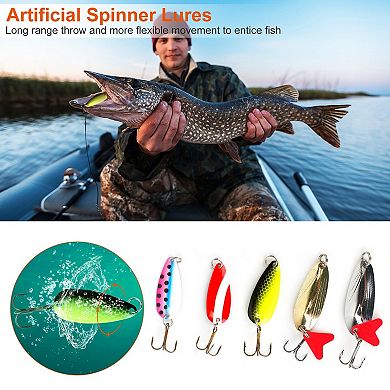 Fishing Lures Kit Metal Spoon Lures And Hard Spinner Baits Set Of 30