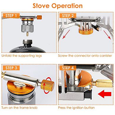 Silver, 4000w Portable Camping Stove With Piezo Ignition