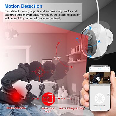 White, White 1080p Wifi Security Camera Motion Detection Night Vision
