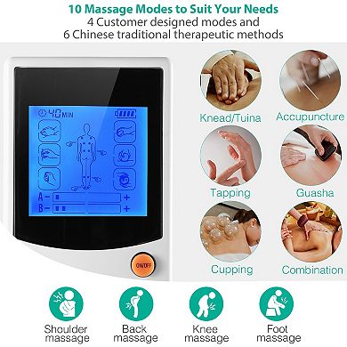 White, Tens Unit Machine With 10 Modes For Pain Relief And Muscle Stimulation
