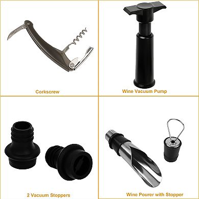 Wine Bottle Opener Accessories Kit With Corkscrew Set Of 5