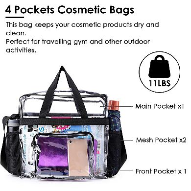 11lbs Stadium Approved Clear Crossbody Bag With Transparent Shoulder Strap