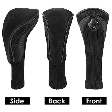 Black, Long Neck Mesh Golf Club Head Covers Set Of 3