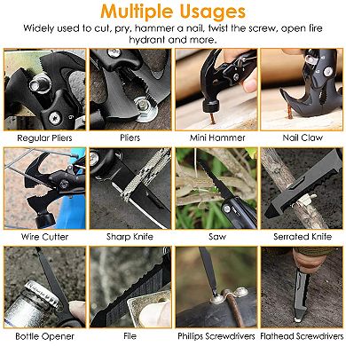 12-in-1 Hammer Multitool Portable Survival Tool For Camping