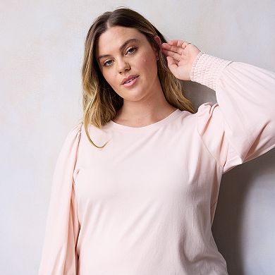 Plus Size LC Lauren Conrad Smocked Cuff Top