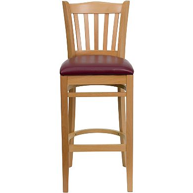 Emma And Oliver 2 Pack Vertical Slat Back Wooden Restaurant Barstool