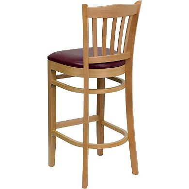 Emma And Oliver 2 Pack Vertical Slat Back Wooden Restaurant Barstool