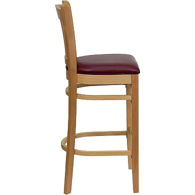 Emma And Oliver 2 Pack Vertical Slat Back Wooden Restaurant Barstool