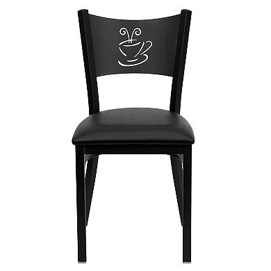 Emma And Oliver 2 Pack Coffee Back Metal Restaurant Chair