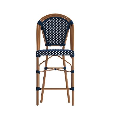 Merrick Lane Sacha Set Of Two Stacking French Bistro Counter Stools With Pe Seats And Backs