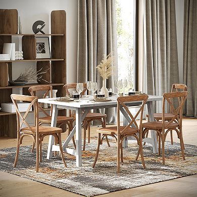Merrick Lane Carroll Wooden Dining Table with Trestle Style Base