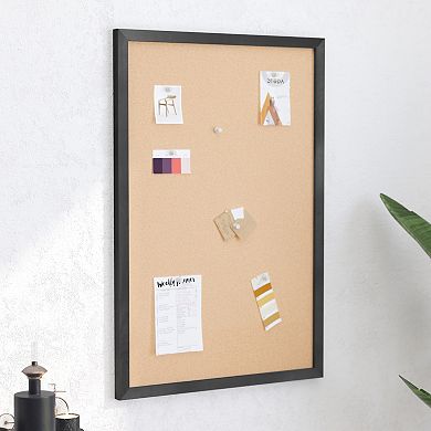 Merrick Lane Cristal Cork Display Board with Wooden Frame and Push Pins