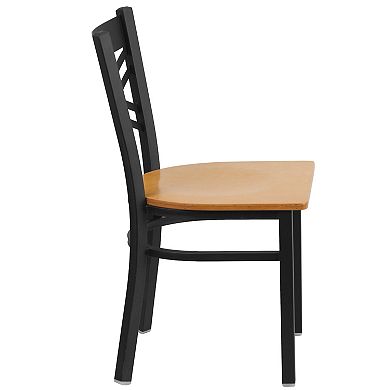 Emma And Oliver 2 Pack "x" Back Metal Restaurant Chair