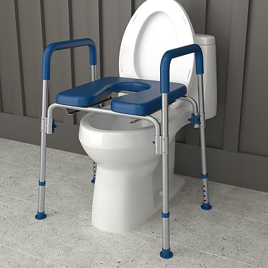 Emma And Oliver Height Adjustable Portable Heavy Duty Commode And Shower Chair