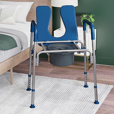 Emma And Oliver Height Adjustable Portable Heavy Duty Commode And Shower Chair