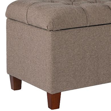 Textured Fabric Upholstered Tufted Wooden Bench With Hinged Storage, Brown