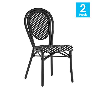 Flash Furniture Lourdes Indoor / Outdoor Commercial Thonet French Bistro Stacking Chair 2-piece Set