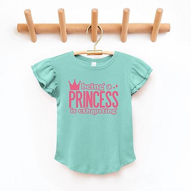 Being A Princess Is Exhausting Toddler Flutter Sleeve Graphic Tee