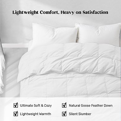 Unikome Lightweight Goose Down & Feather Duvet Comforter With Silent Softness