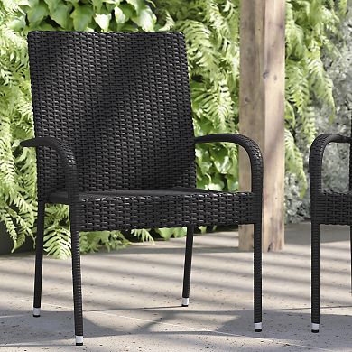 Flash Furniture Maxim 2-Piece Stackable Indoor/Outdoor Wicker Dining Chair Set