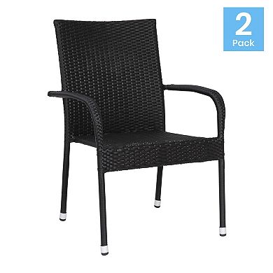 Flash Furniture Maxim 2-Piece Stackable Indoor/Outdoor Wicker Dining Chair Set