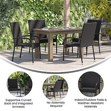 Flash Furniture Maxim 2-Piece Stackable Indoor/Outdoor Wicker Dining Chair Set