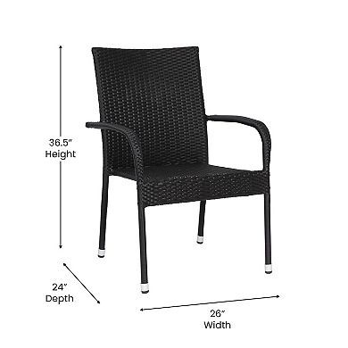 Flash Furniture Maxim 2-Piece Stackable Indoor/Outdoor Wicker Dining Chair Set