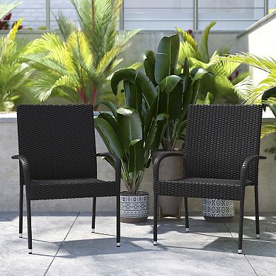 Flash Furniture Maxim 2-Piece Stackable Indoor/Outdoor Wicker Dining Chair Set