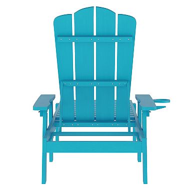 Flash Furniture Sonora Indoor/Outdoor Adjustable Adirondack Lounger with Cup Holder