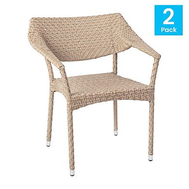 Flash Furniture 2-Piece Jace Stackable All Weather Patio Chair Set