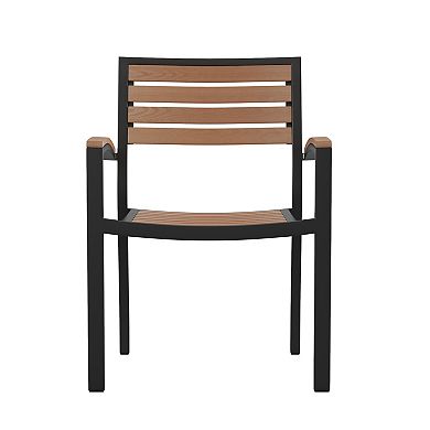 Flash Furniture 4-Piece Lark Outdoor Stackable Faux Teak Side Chairs