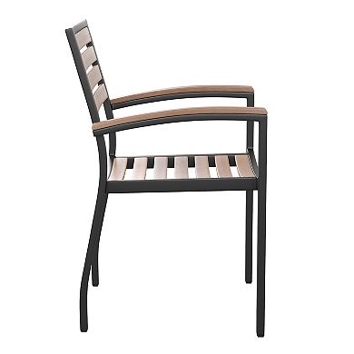Flash Furniture 4-Piece Lark Outdoor Stackable Faux Teak Side Chairs