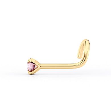 Lila Moon 14k Gold Pink Crystal Curved Nose Stud
