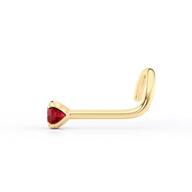 Lila Moon 14k Gold Red Crystal Curved Nose Stud