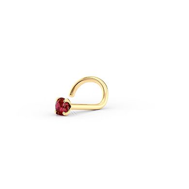 Lila Moon 14k Gold Red Crystal Curved Nose Stud