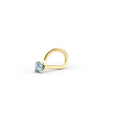 Lila Moon 14k Gold Blue Crystal Curved Nose Stud