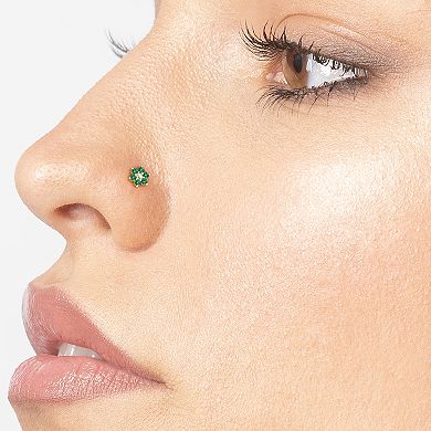Lila Moon 14k Gold Green Cubic Zirconia Curved Nose Stud