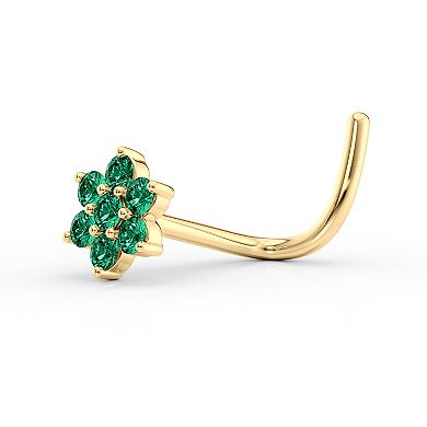 Lila Moon 14k Gold Green Cubic Zirconia Curved Nose Stud