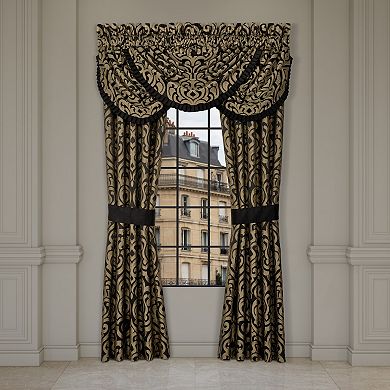 Five Queens Court Blythe Black & Gold Set of 2 Window Curtain Panels