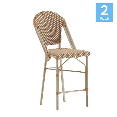 Flash Furniture Lourdes Stackable Indoor / Outdoor French Bistro Counter Height Stools 2-piece Set