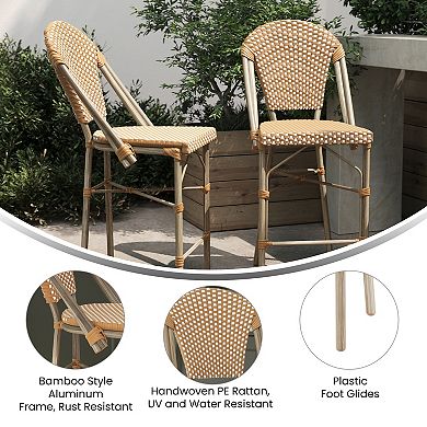 Flash Furniture Lourdes Stackable Indoor / Outdoor French Bistro Counter Height Stools 2-piece Set