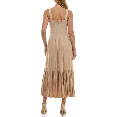 Women's Taylor Square Neck Pleat Tiered Midi Dress